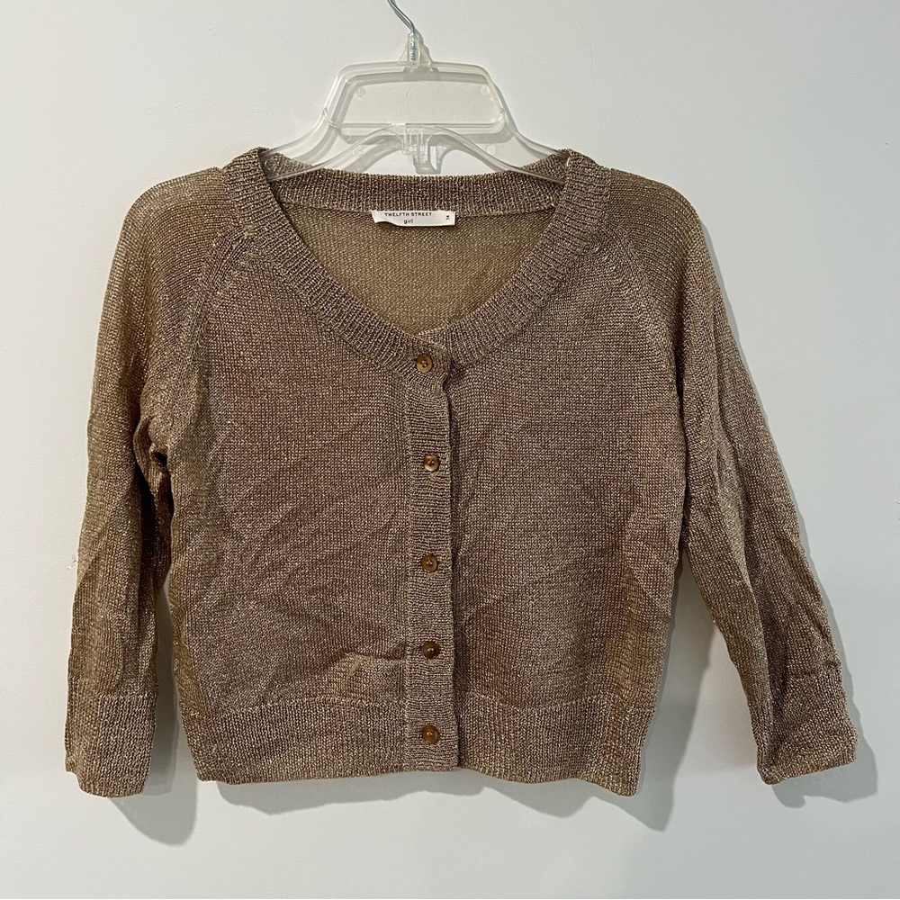 Girls Cropped Gold Cardigan